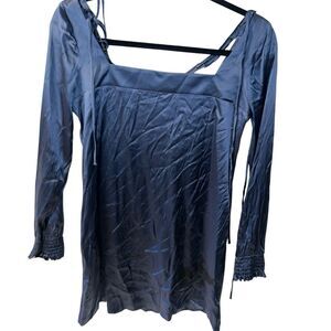 Salvage Y2K Vintage Rock Chic Goth Satin Mini Dress Blue Size M Los Angeles